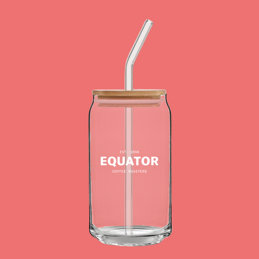 16oz Equator Glass with Bamboo Lid and Glass Straw