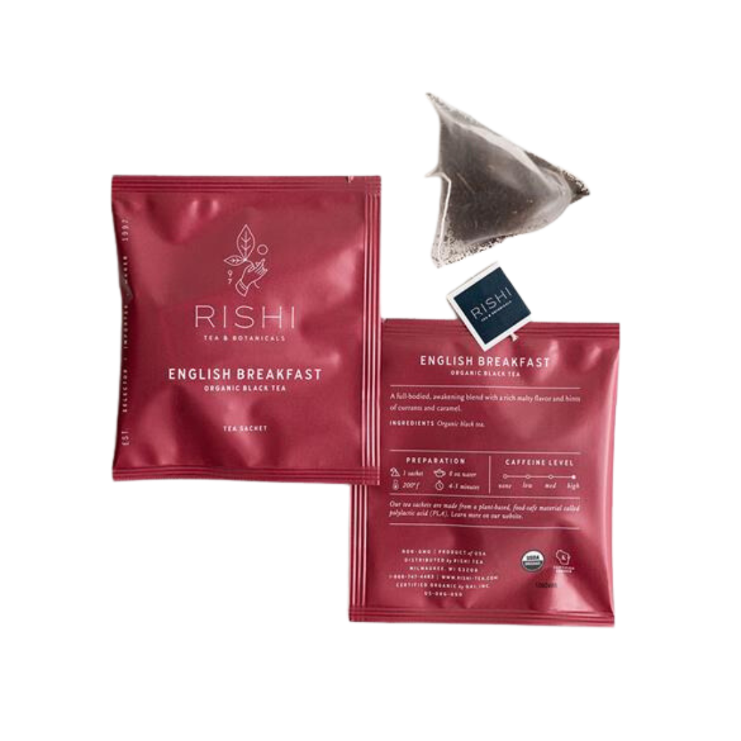 A couple of packages and a tea bag of English Breakfast tea