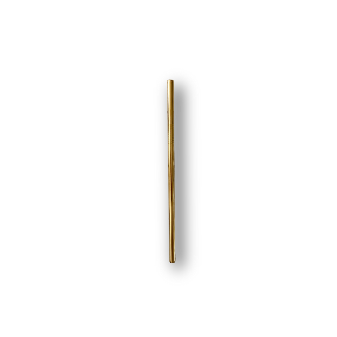 Gold coloured metal straw.