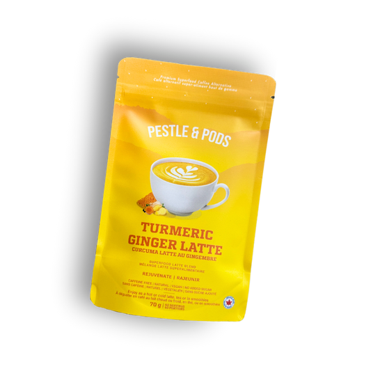 Picture of the Pestle & Pods Turmeric Ginger Latte package.