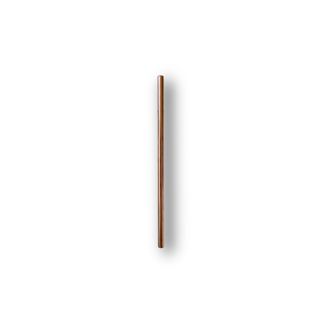 Rose gold metal straw.