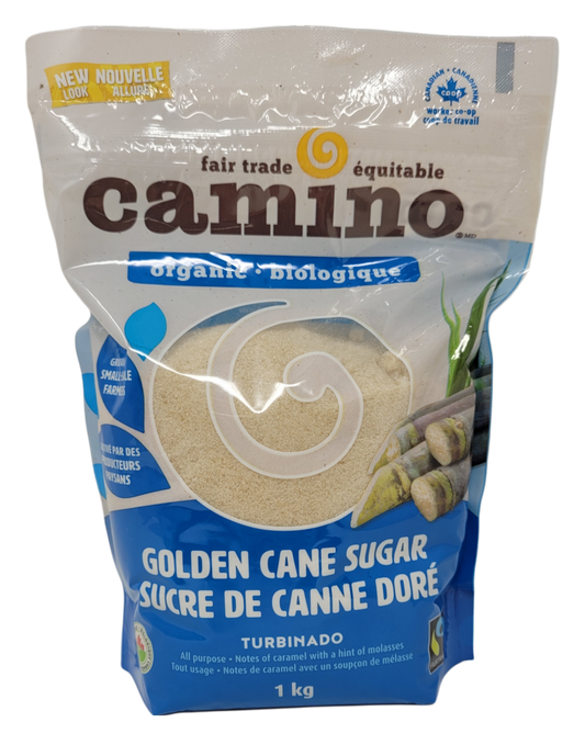 1kg bag of organic, fair trade cane sugar.