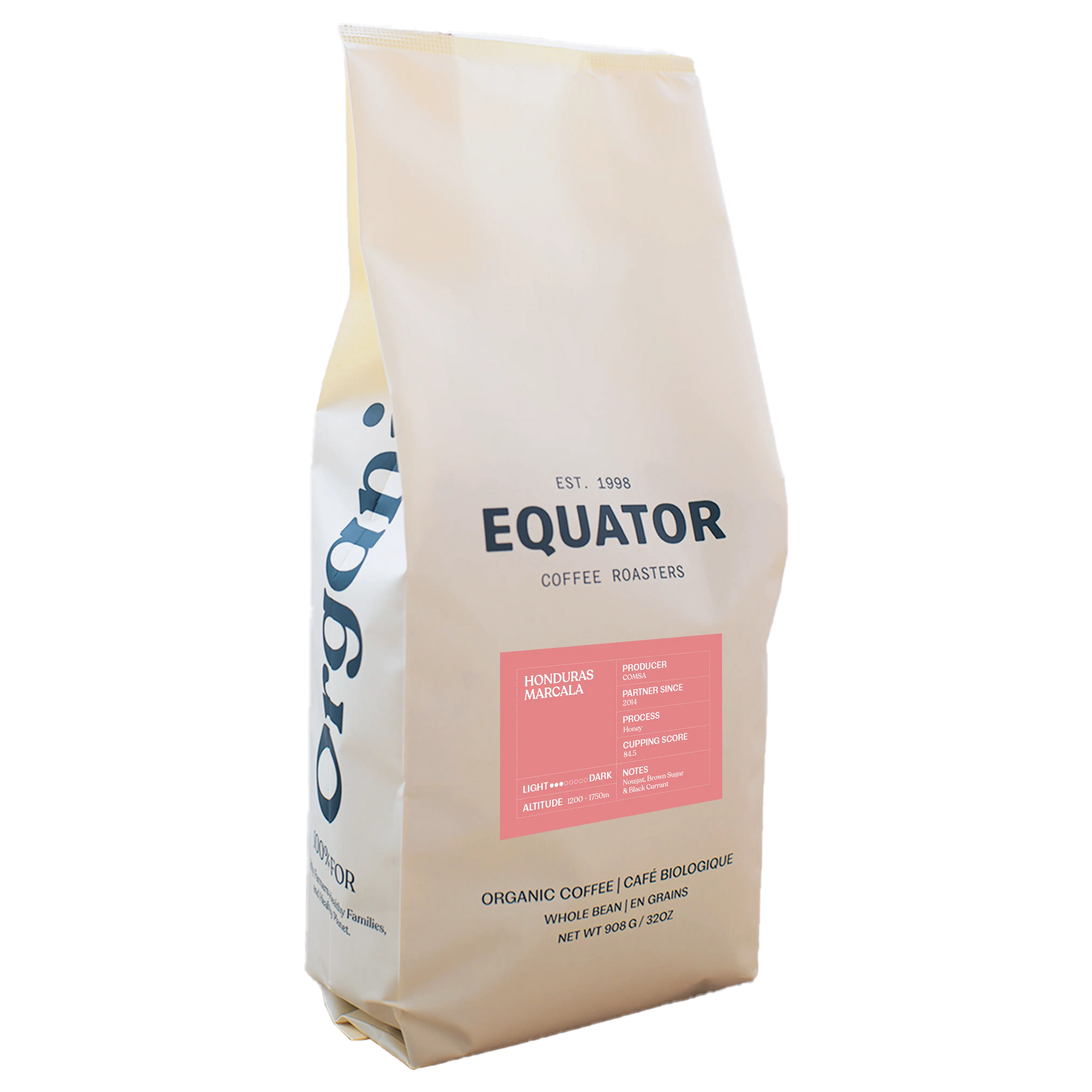 2lb/908g bag of Honduras Marcala single origin whole coffee beans.