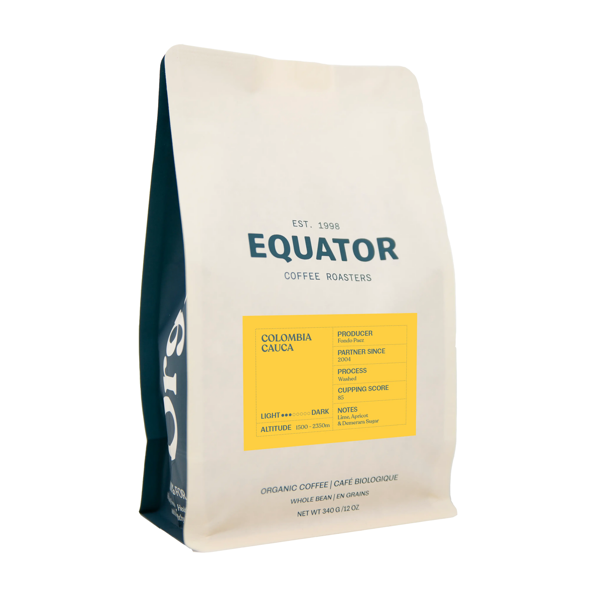 340g bag of Colombia Cauca single origin coffee beans.