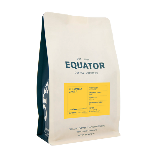 340g bag of Colombia Cauca single origin coffee beans.