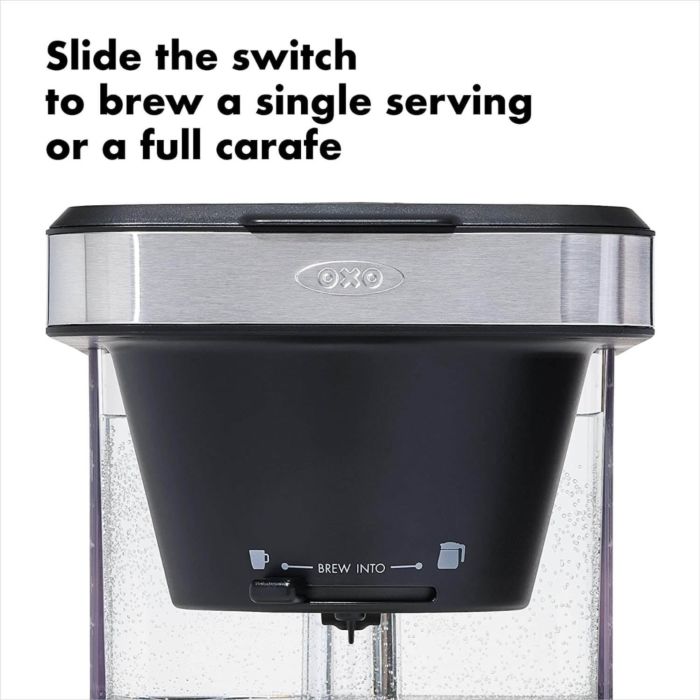 Switch between single serve and a full carafe with the switch shown in the picture.