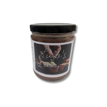 Jar of Luke's apple plum chutney.