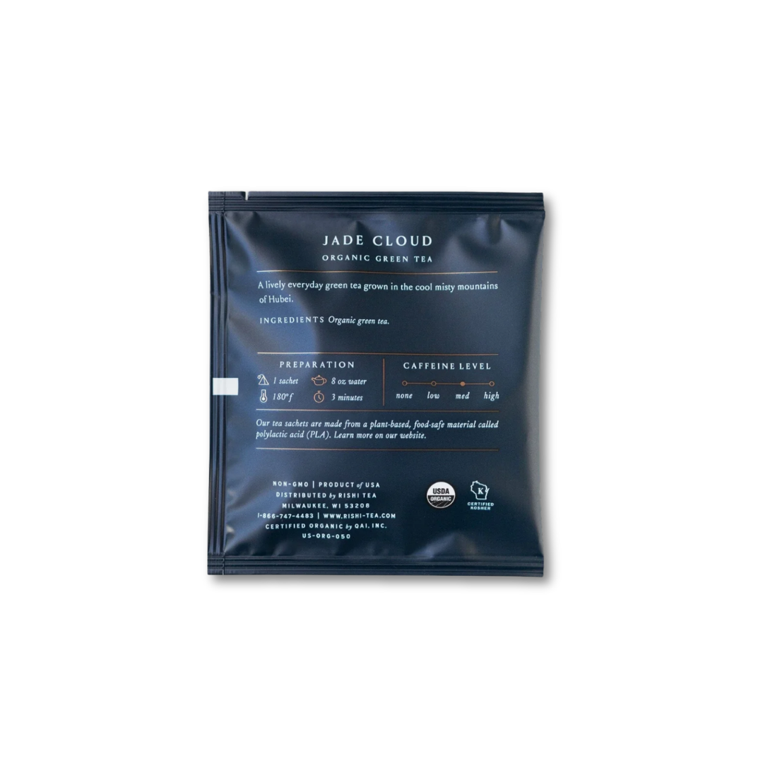 Back of Jade Cloud green tea package