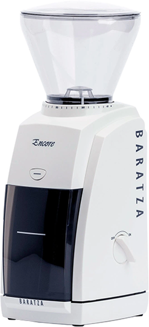 Baratza Encore Conical Burr Grinder in white.