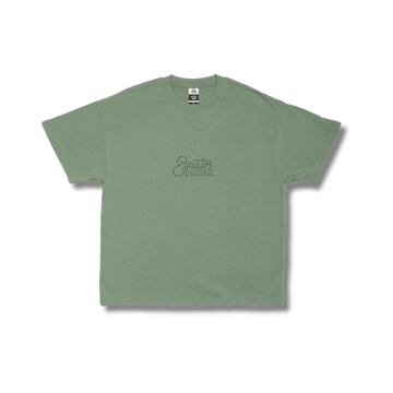 Equator logo embroidered on a green t-shirt