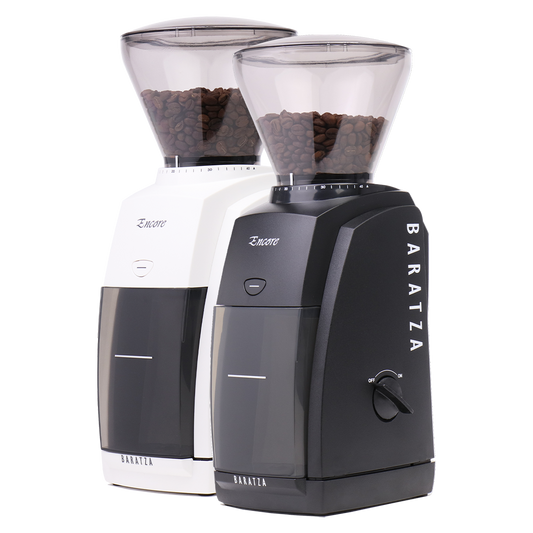 Black and white Baratza Encore grinders.