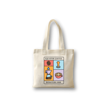 Cotton tote bag with Equator Coffee illustration by our in house artist.