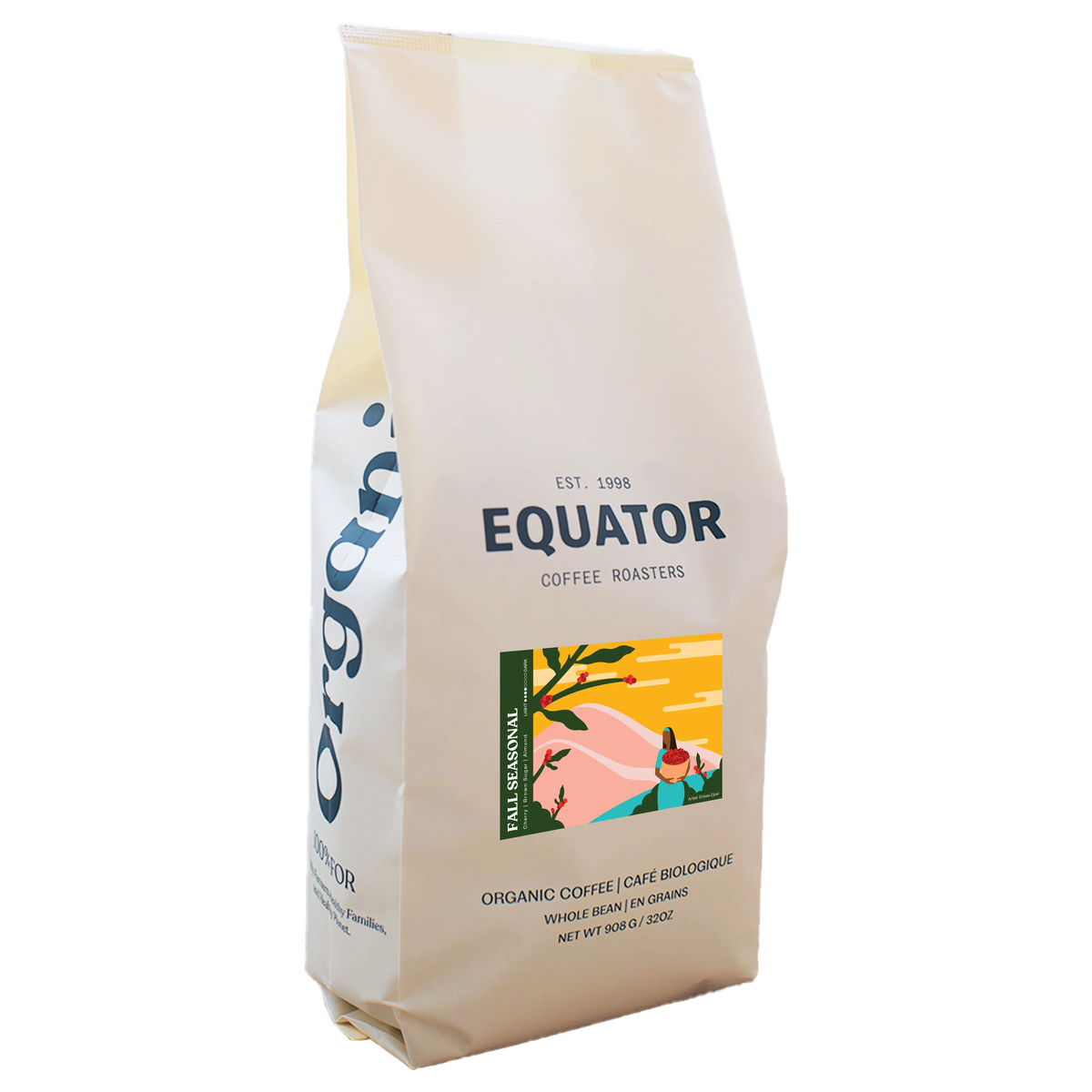 2lb bag of Fall Seasonal coffee beans.