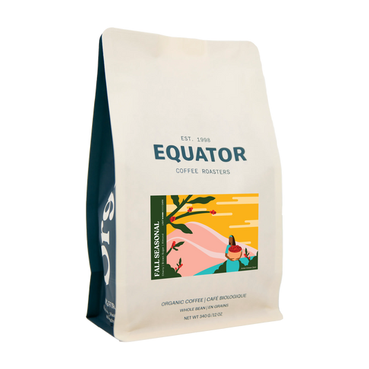 340g bag from Equator Coffee Roasters of Fall Seasonal coffee beans.