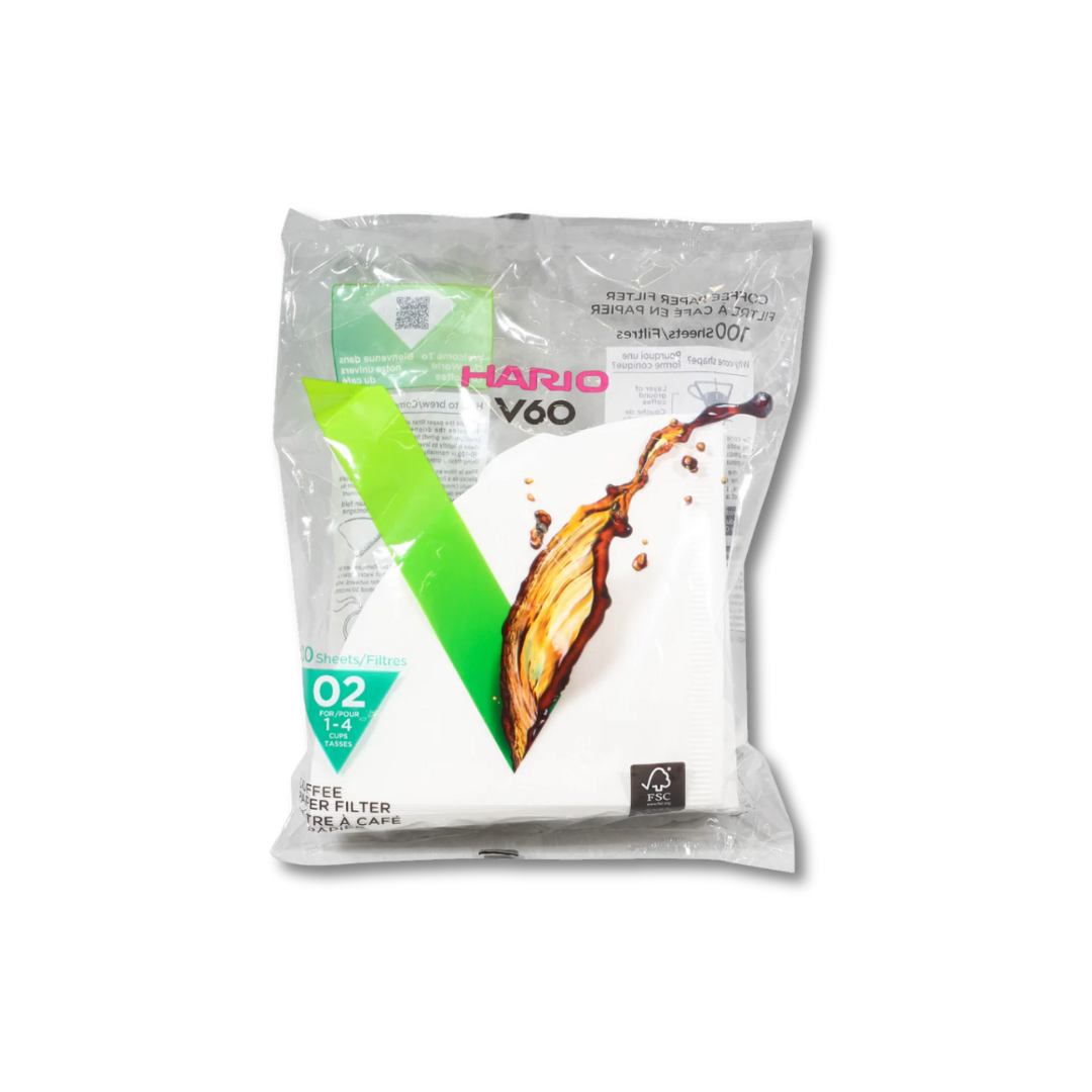 Hario V60 coffee filter packaging on a white background