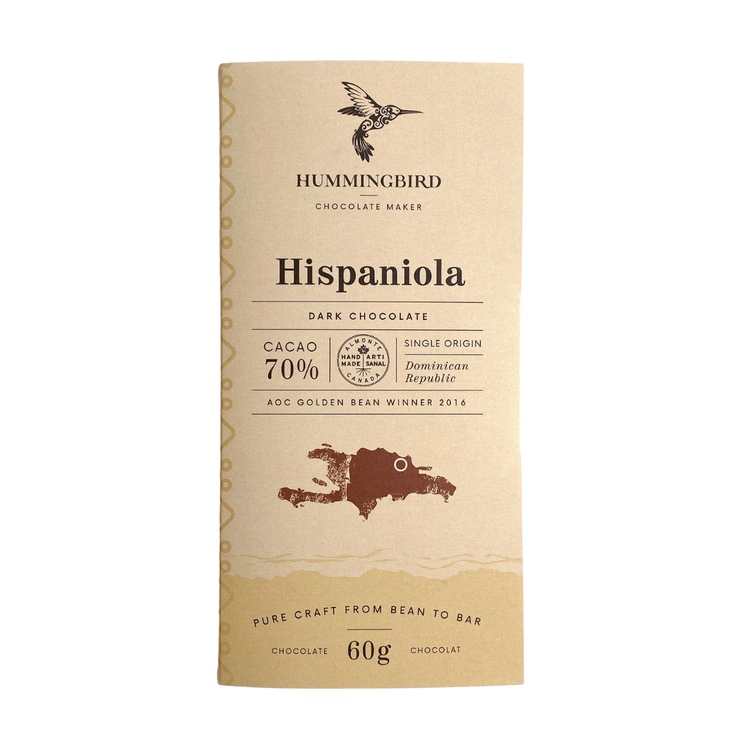 60g Hispaniola Chocolate Bar from Hummingbird Chocolate.