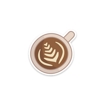 Sticker of a mug with latte art.