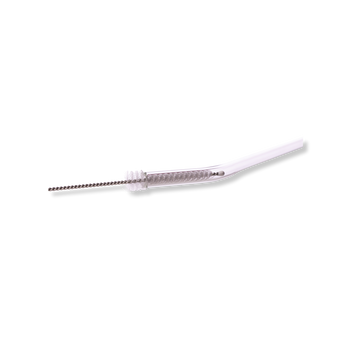 Cleaning brush in a clear reusable straw.