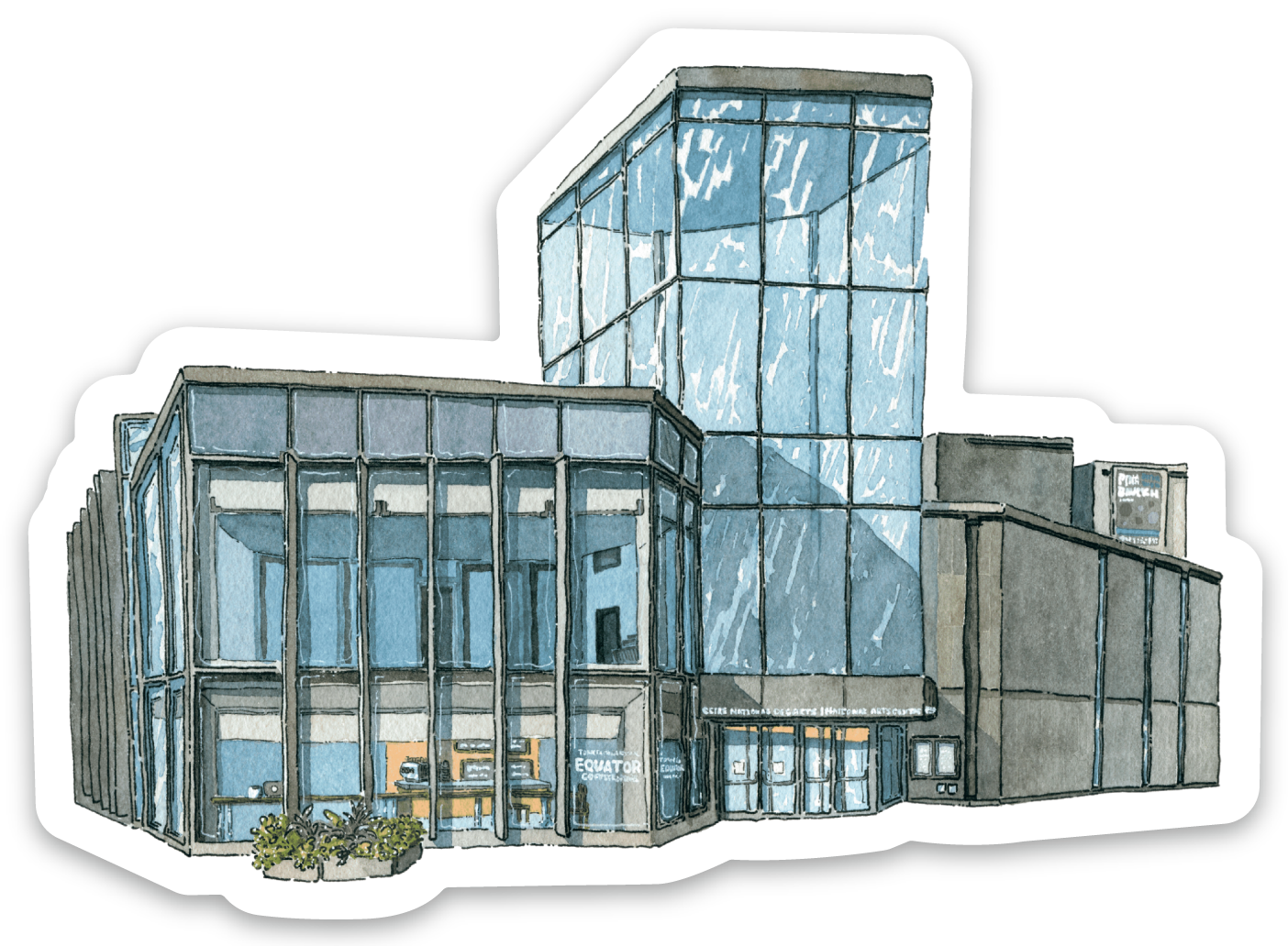 A watercolour painting of our NAC location as a sticker.