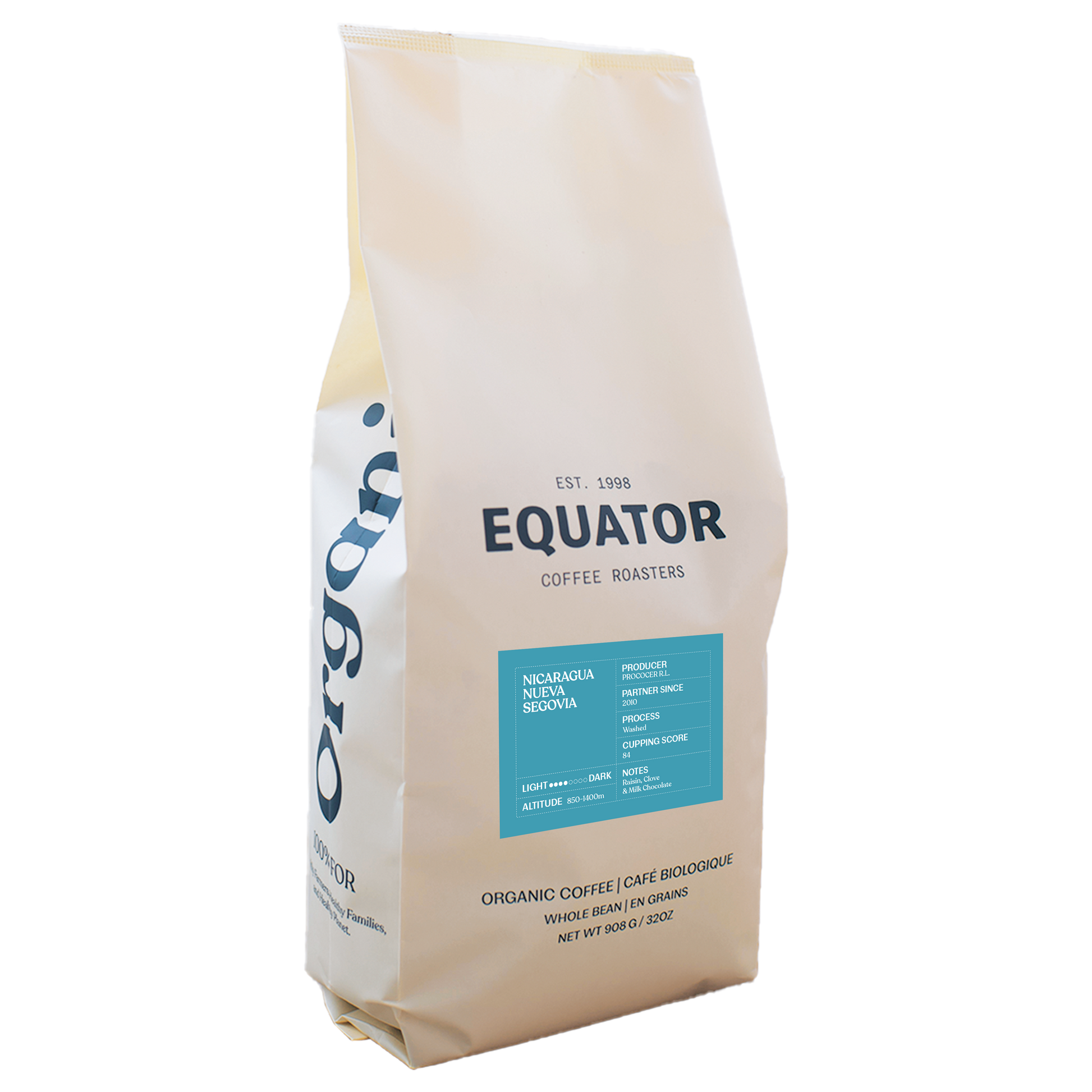 2lb bag of Nicaragua Nueva Segovia coffee beans.