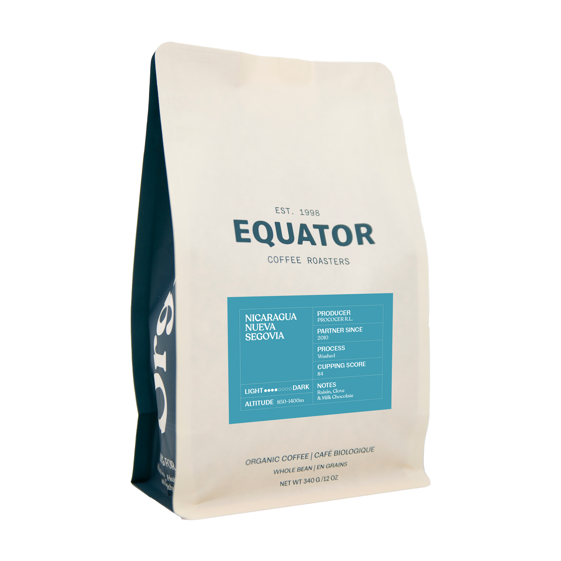 340g bag of Nicaragua Nueva Segovia coffee beans.