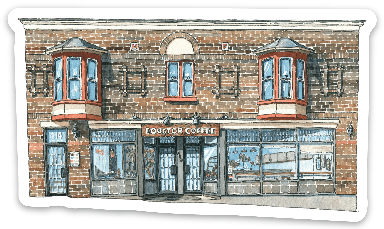 A watercolour painting of our Westboro location as a sticker.