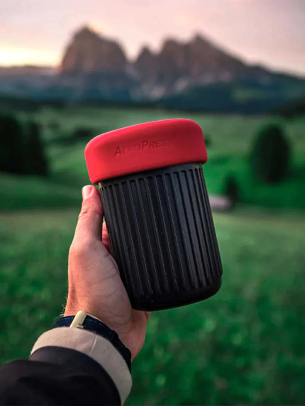 The cup and lid from the Aeropress Go