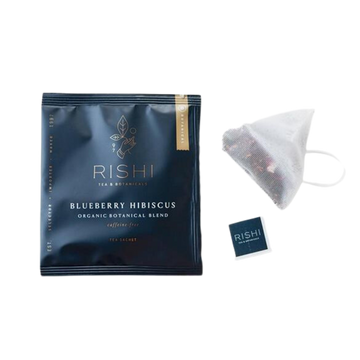 Blueberry Hibiscus tea bag and package.