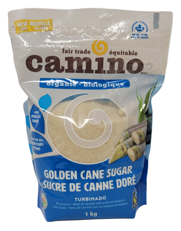 1kg bag of organic, fair trade cane sugar.