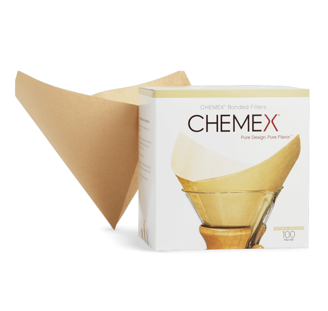 Box of 100 natural Chemex filters, and a filter to show what it looks like.