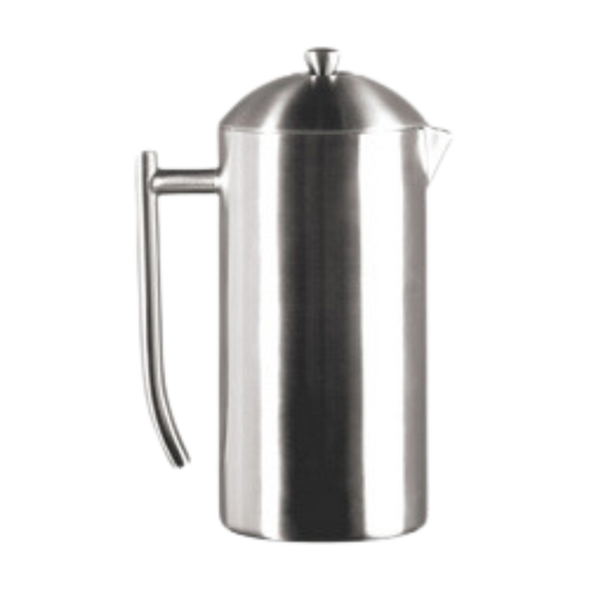 44oz Frieling French press in brushed stainless steel.