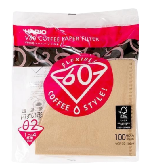 100 pack of Hario V60-02 natural filters