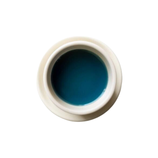 Cup of steeped blue jasmine tea