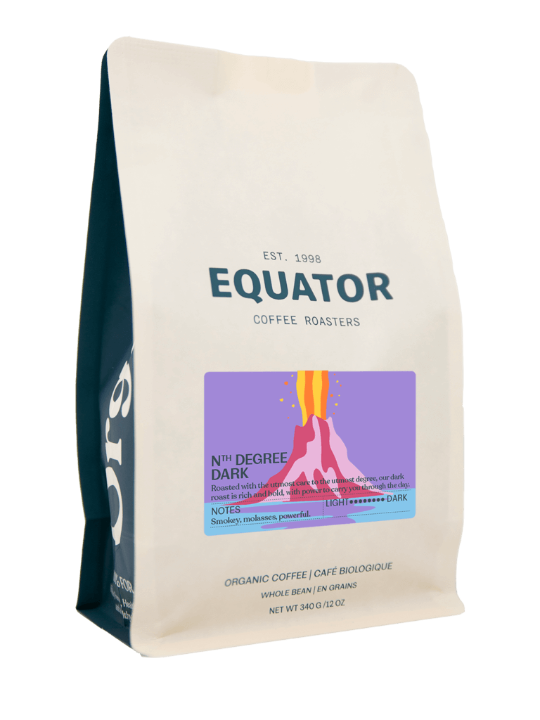 340g or 12oz bag of Nth Degree Dark organic and fair trade coffee.